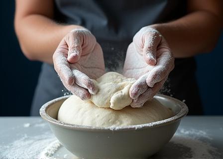 Stretch and fold technique for dough