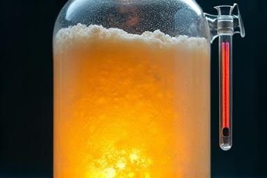 Glass fermentation jar with thermometer strip