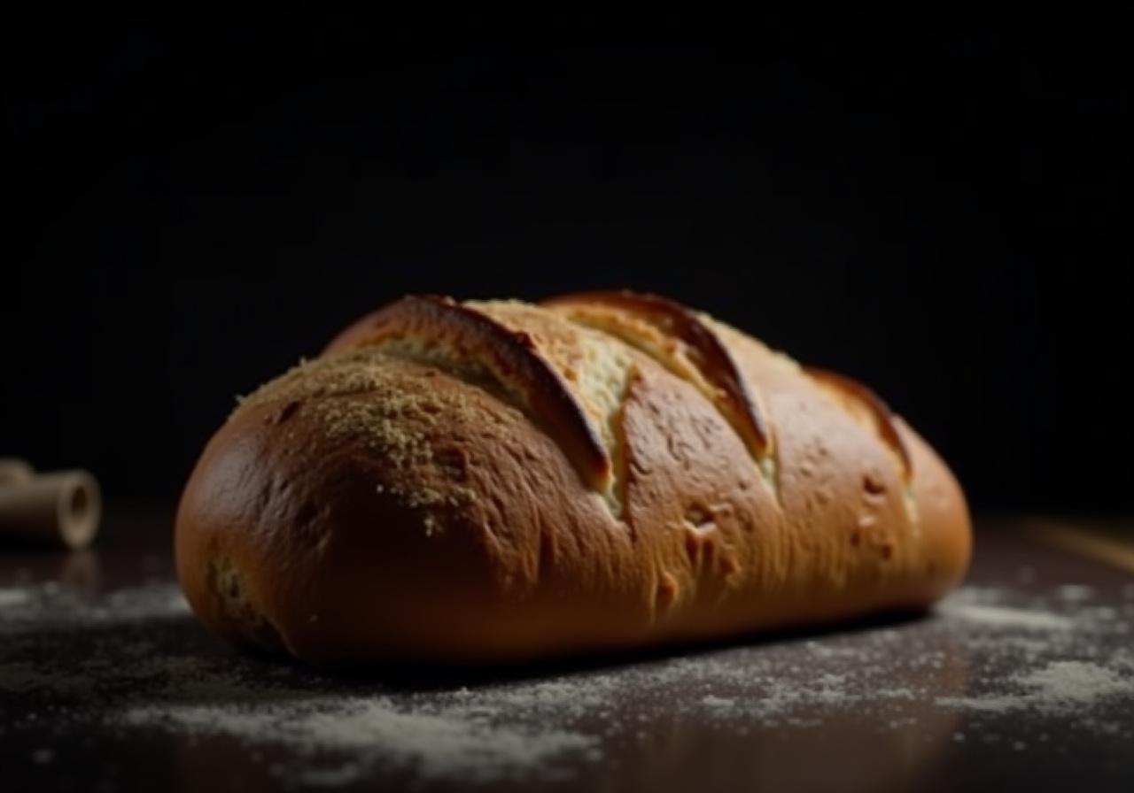 Artisan sourdough bread on a dark table